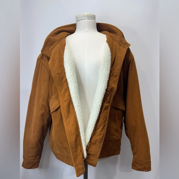 Bagatelle Collection Loose Fitted Saddle Brown Corduroy Puffer Jacket Sz large - Picture 6 of 11